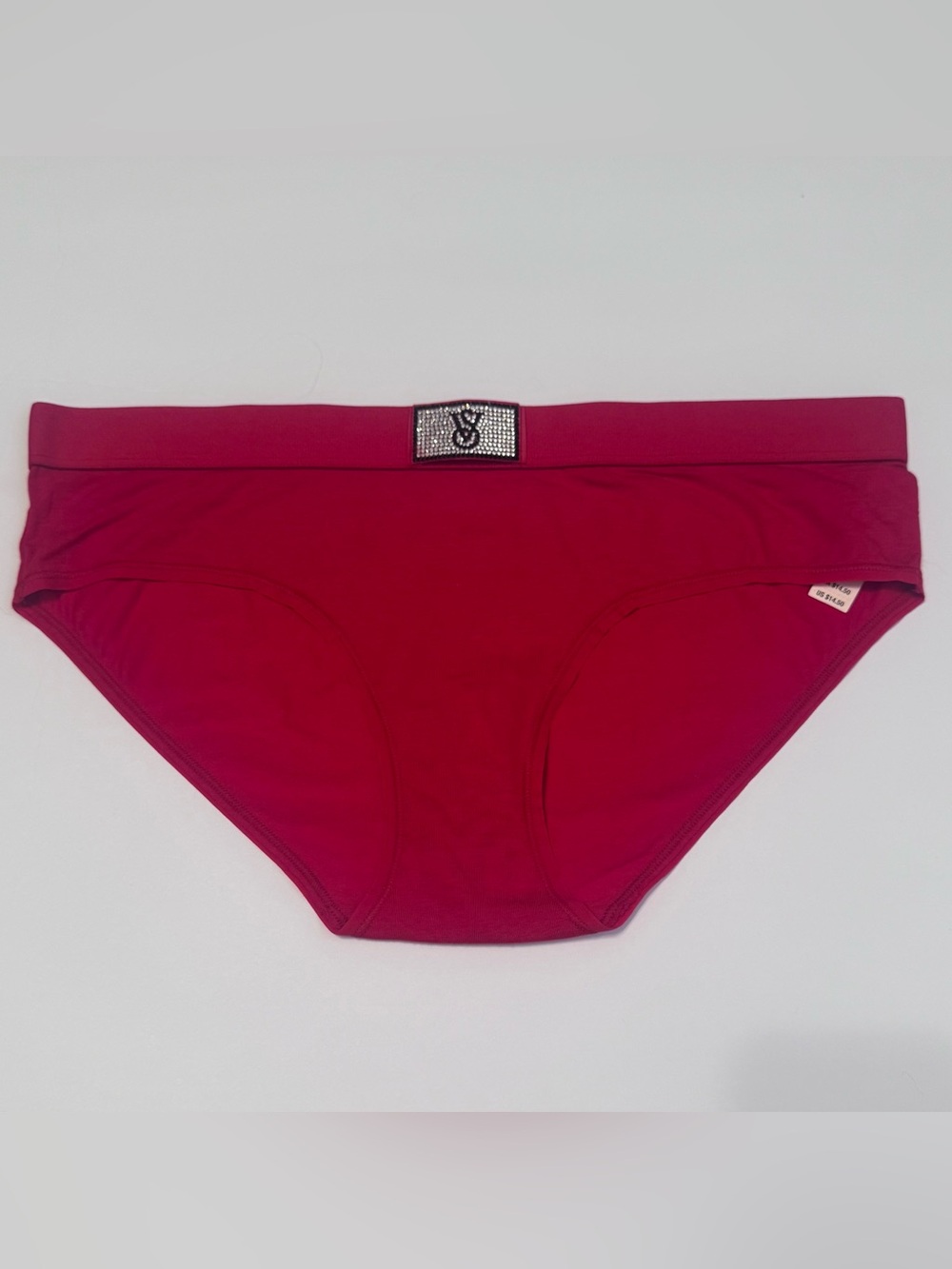 Victoria’s Secret Red Hiphugger Panty with Crystal Logo Accent Size Large NWT